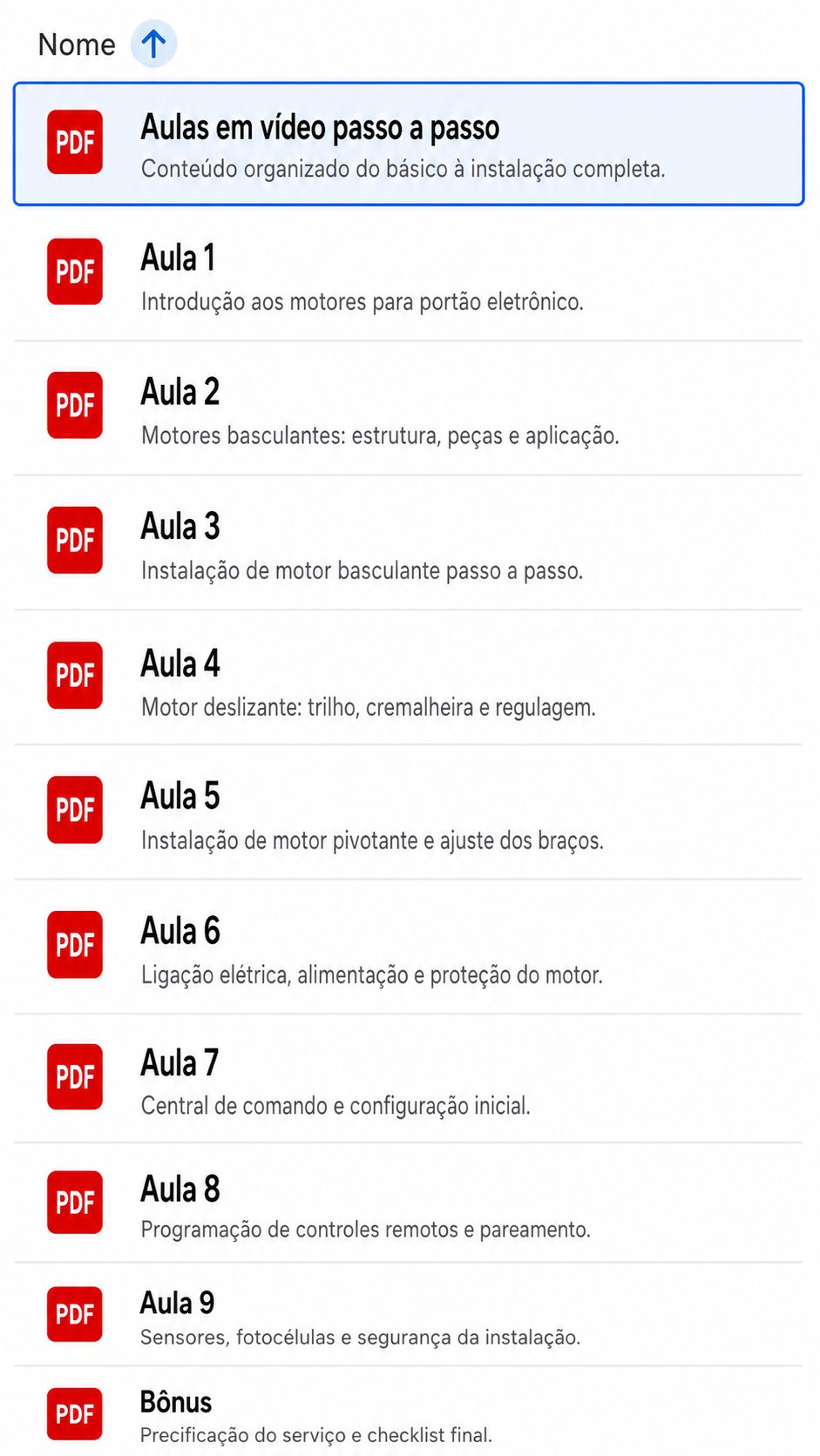 Conteúdo do curso 3