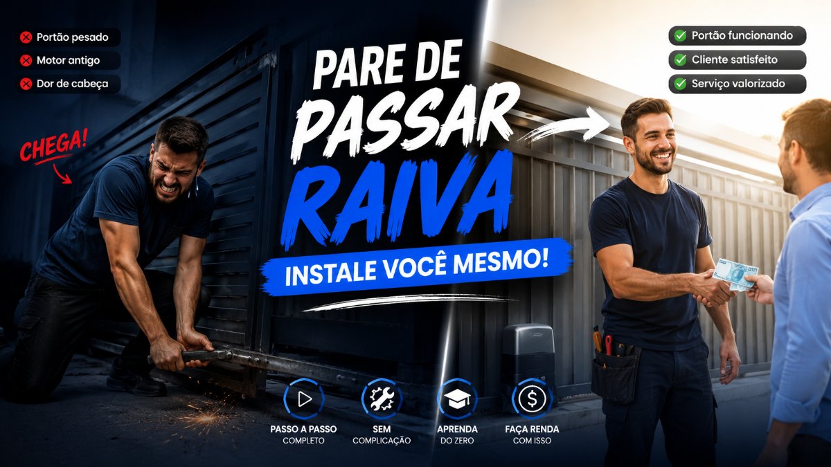 Pare de passar raiva. Instale você mesmo — curso de instalador de portão eletrônico.