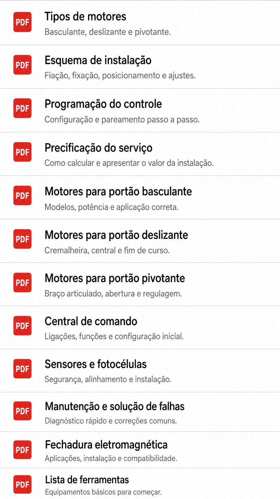 Conteúdo do curso 1